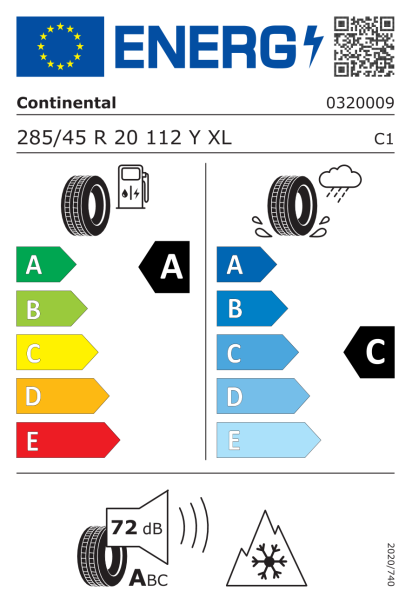 Continental AllSeasonContact 2 285/45 R20 112Y XL Eurolabel