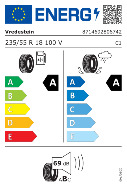 Vredestein Ultrac 235/55 R18 100V Eurolabel