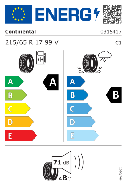 Continental EcoContact 6 215/65 R17 99V AO1 Eurolabel