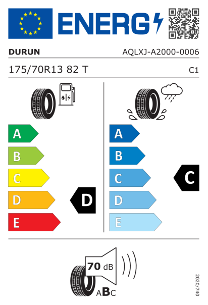 Durun A2000 175/70 R13 82T Eurolabel