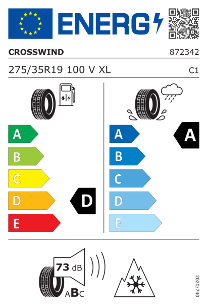 Crosswind Grip Peak Winter 275/35 R19 100V XL Eurolabel