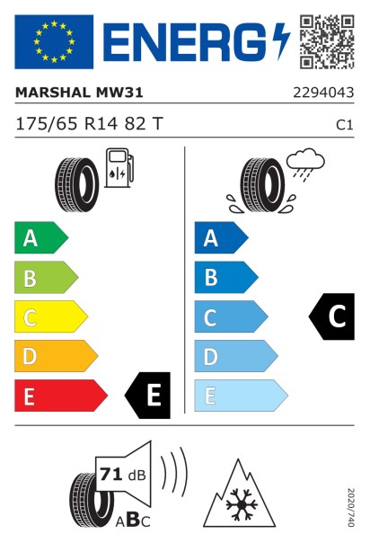 Marshal MW31 175/65 R14 82T Eurolabel