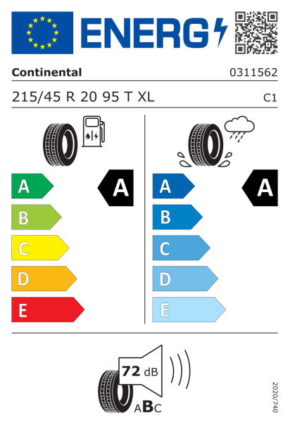 Continental EcoContact 6 215/45 R20 95T XL Eurolabel