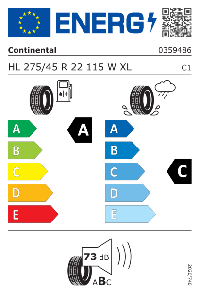Continental CrossContact RX 275/45 R22 115W XL LR Eurolabel
