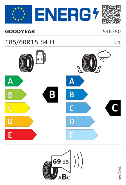 Goodyear EfficientGrip Performance 185/60 R15 84H Eurolabel