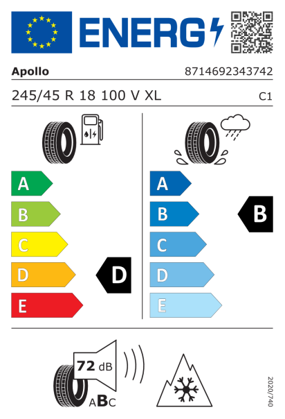 Apollo Aspire XP Winter 245/45 R18 100V XL Eurolabel