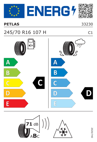 Petlas Explero PT411 245/70 R16 107H Eurolabel