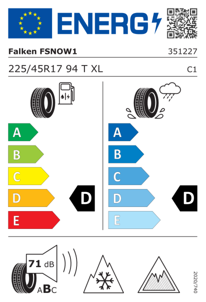 Falken WINTERPEAK F-SNOW 1 225/45 R17 94T XL Eurolabel